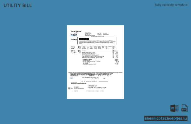 USA Louisiana Cleco Power Beispielrechnung des Stromversorgers Cleco Power